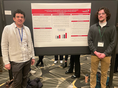 Image of student and faculty member presenting research at the Eastern Psychological Association.